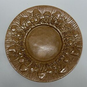 Vintage handmade ceramic platter with Arnels mushroom design